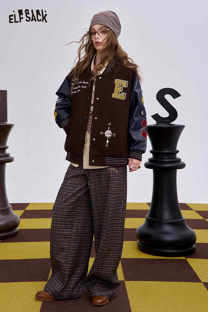 ELFSACK Soft Graphic Panel Sleeve Wool Blend Coat