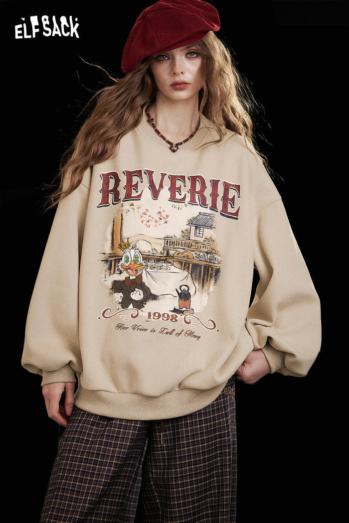 ELFSACK Soft Graphic Round Neck Long Sleeve Sweatshirt