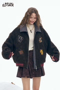 ELFSACK Soft Graphic Striped Lining Cotton Coat