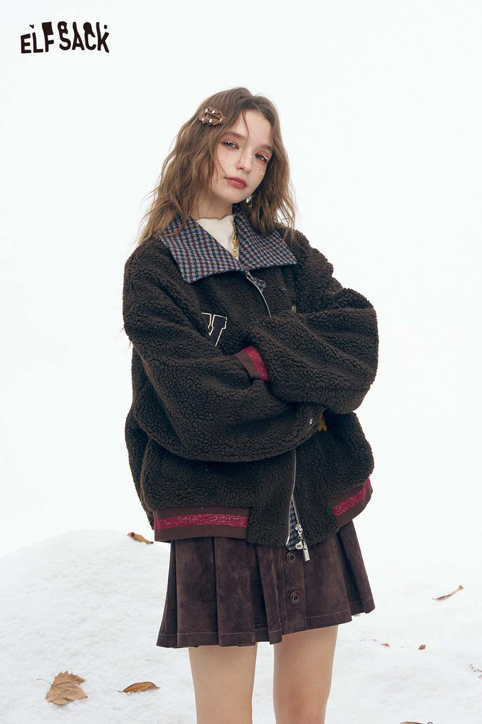 ELFSACK Soft Graphic Striped Lining Cotton Coat