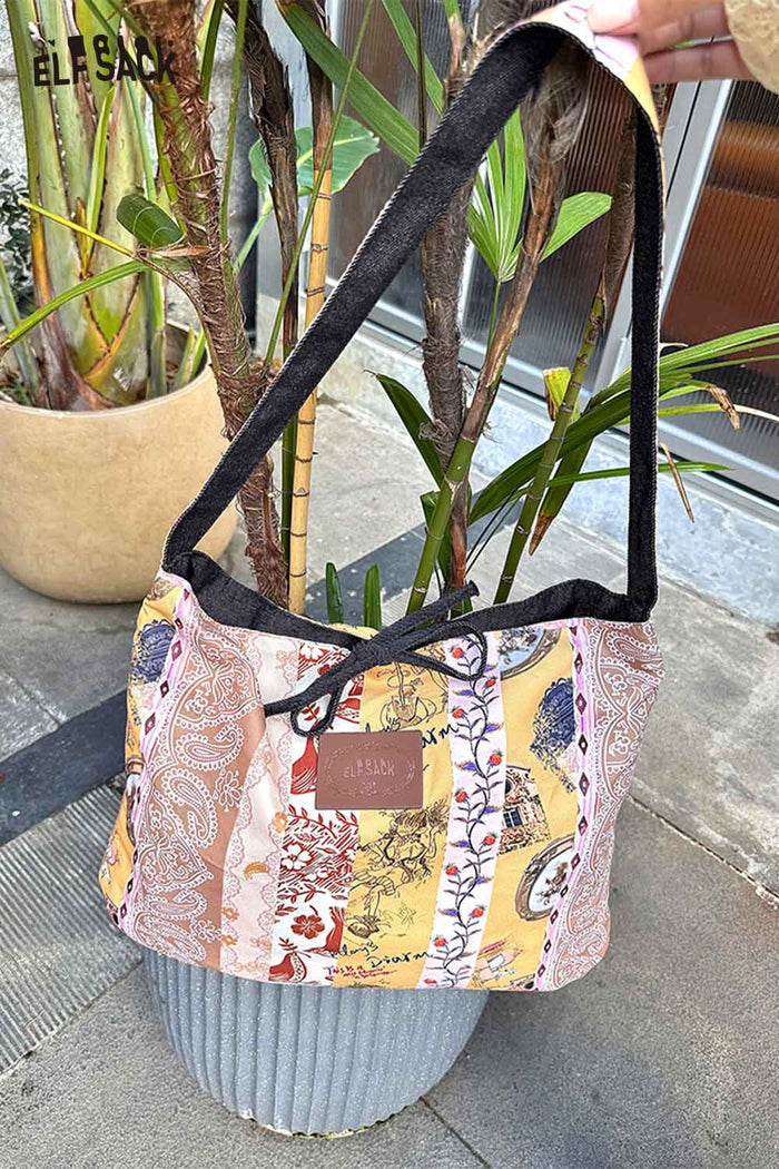 ELFSACK Soft Handblock Printed Ethnic Motifs Woven Bohemian Tote