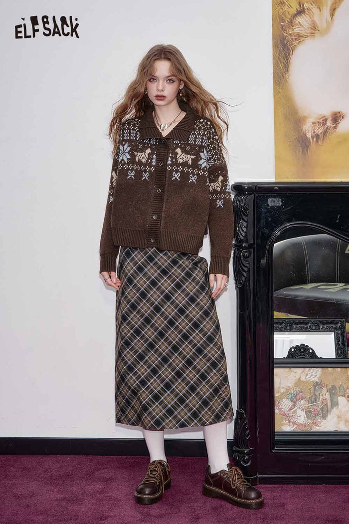 ELFSACK Soft Knit Bohemian Print Loose Fit Cardigan