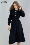 ELFSACK Soft Knitted Lantern Sleeve Halloween Round Neck Design Maxi Dress