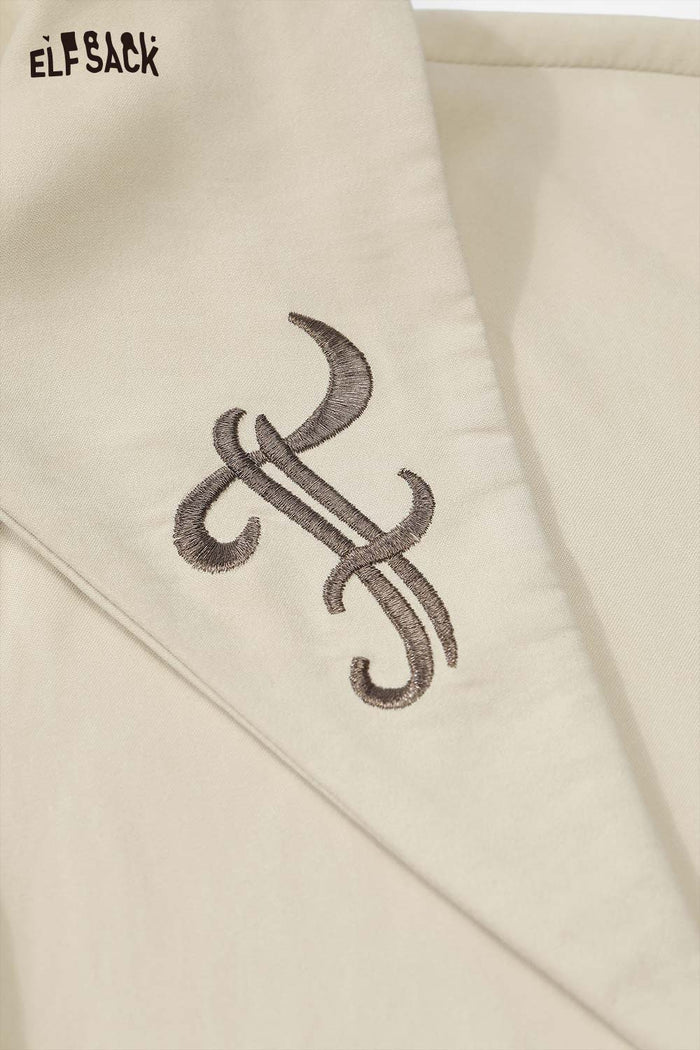 ELFSACK Soft Lapel Collar Ruffled Cuff Long-sleeve Shirt