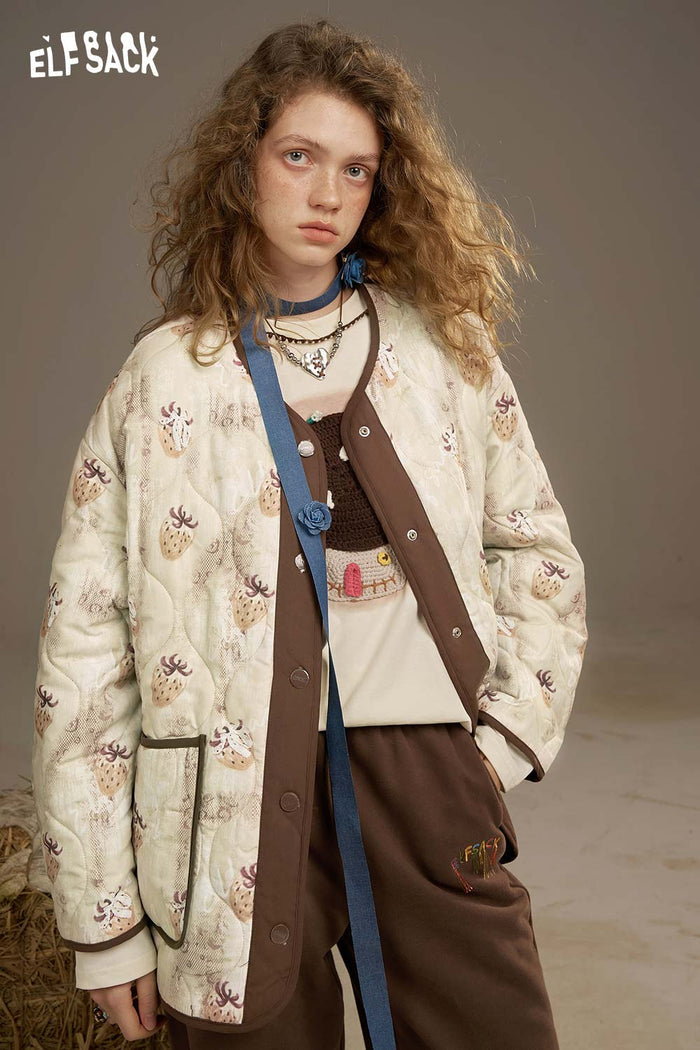 ELFSACK Soft Large Area Color Printing Cotton Jacket