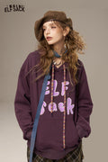 ELFSACK Soft Letter Print Loose Crew Neck Sweatshirt