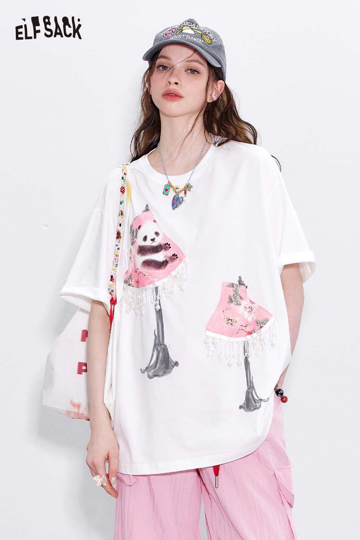 ELFSACK Soft Linen Blend 3D Fringe Tee