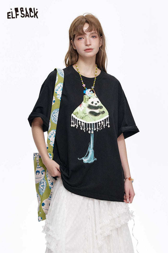 ELFSACK Soft Linen Blend 3D Fringe Tee