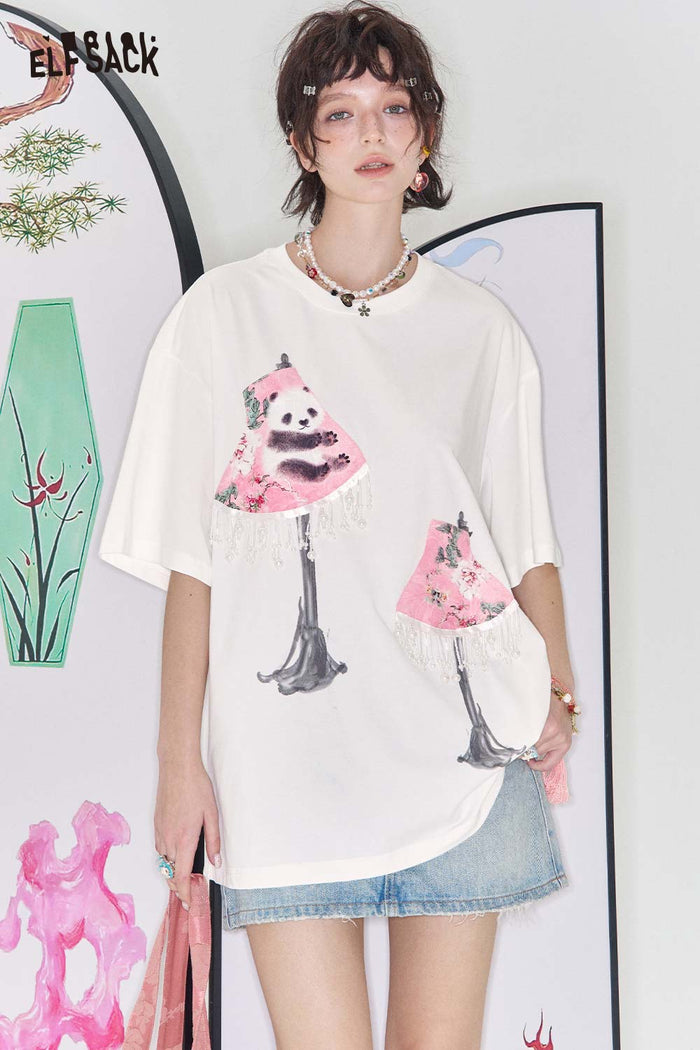 ELFSACK Soft Linen Blend 3D Fringe Tee