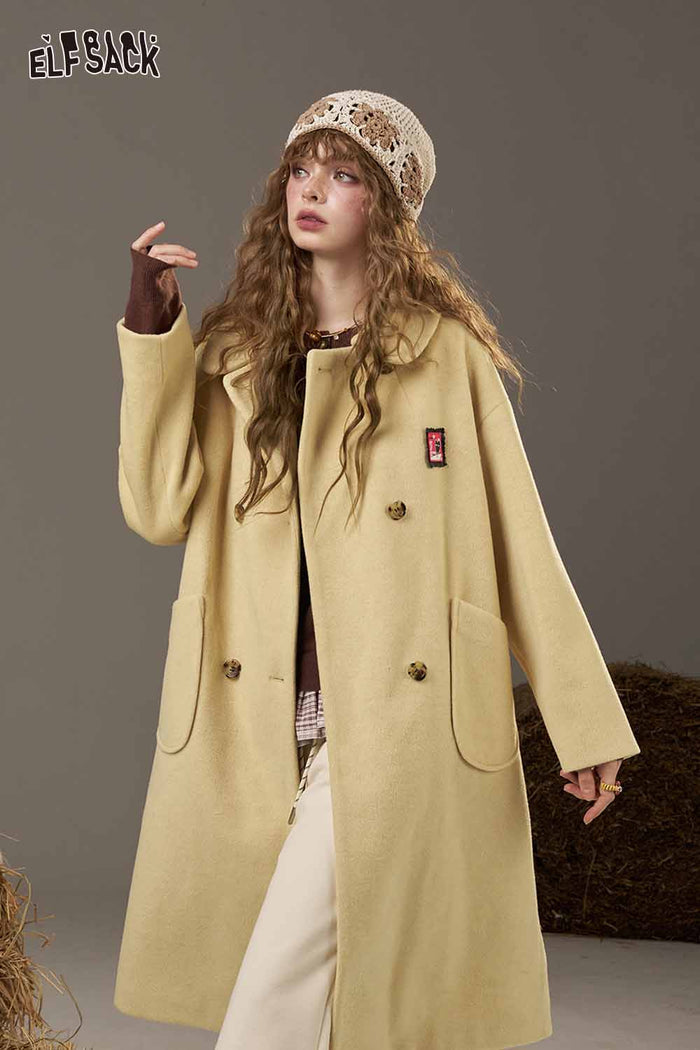ELFSACK Soft Little Pattern Collared Coat