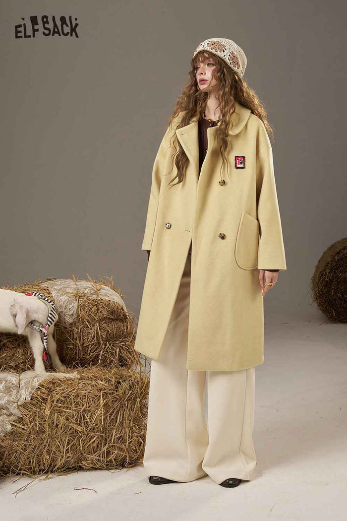 ELFSACK Soft Little Pattern Collared Coat