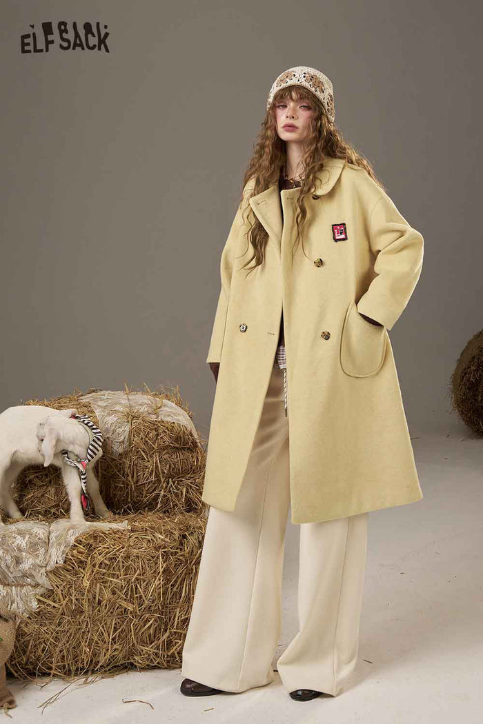 ELFSACK Soft Little Pattern Collared Coat