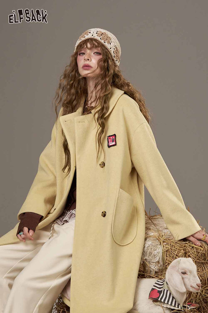 ELFSACK Soft Little Pattern Collared Coat
