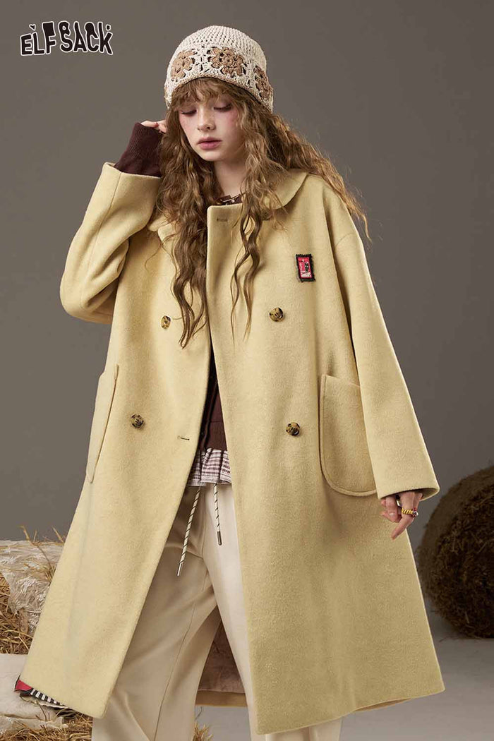 ELFSACK Soft Little Pattern Collared Coat
