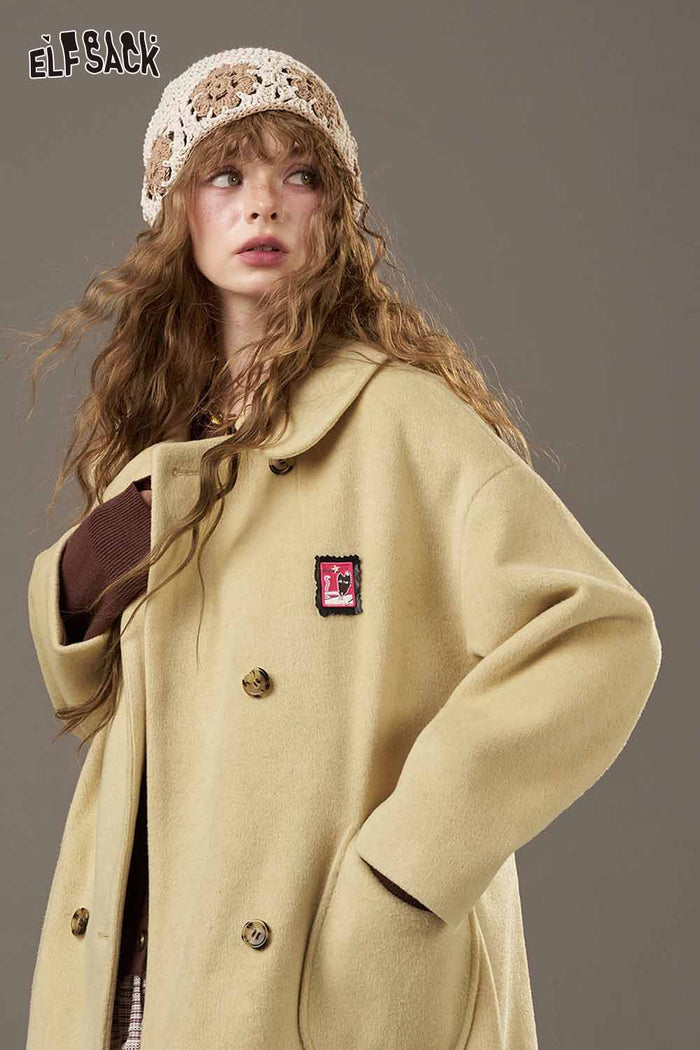 ELFSACK Soft Little Pattern Collared Coat
