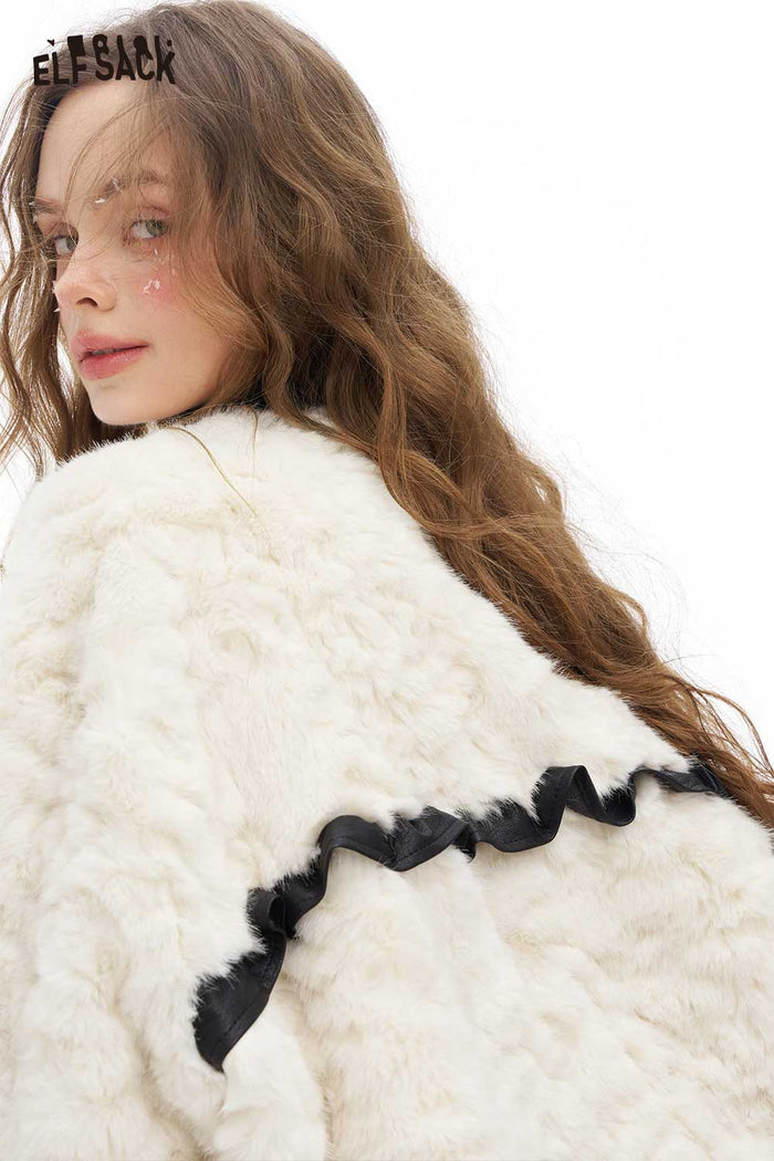 ELFSACK Soft Minimalist Solid V Neck Coat