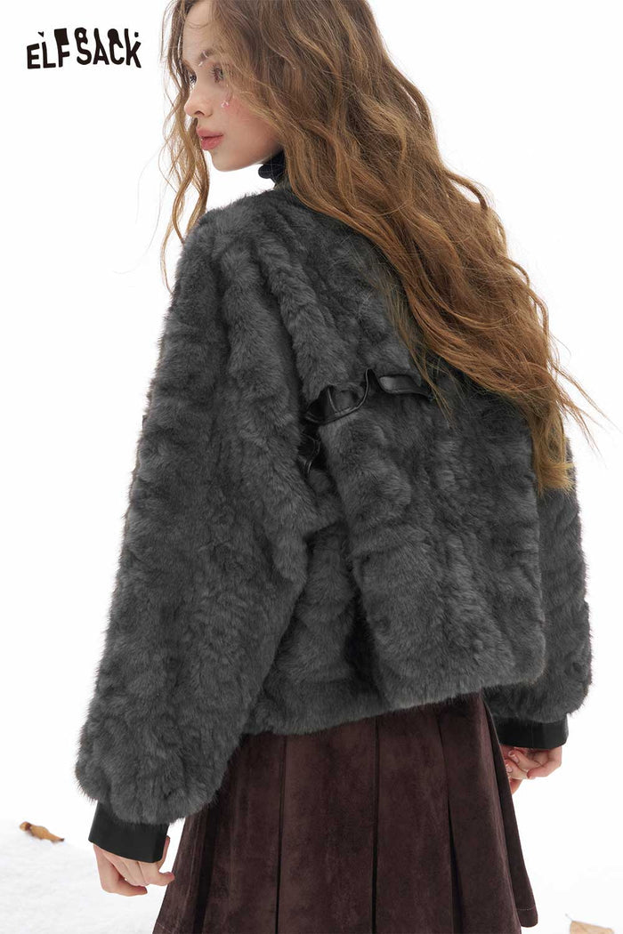 ELFSACK Soft Minimalist Solid V Neck Coat