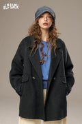 ELFSACK Soft No Pattern Solid Color Short Coat