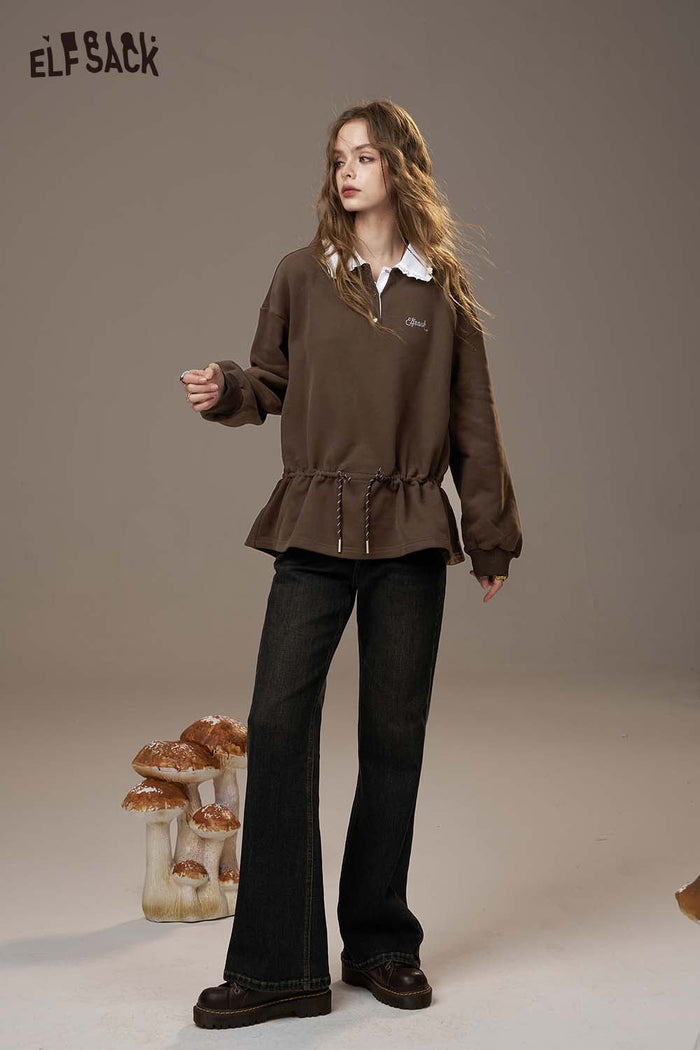 ELFSACK Soft Pullover Drawstring Waist Embroidery Detail