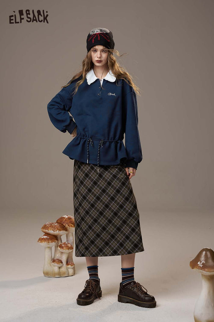 ELFSACK Soft Pullover Drawstring Waist Embroidery Detail