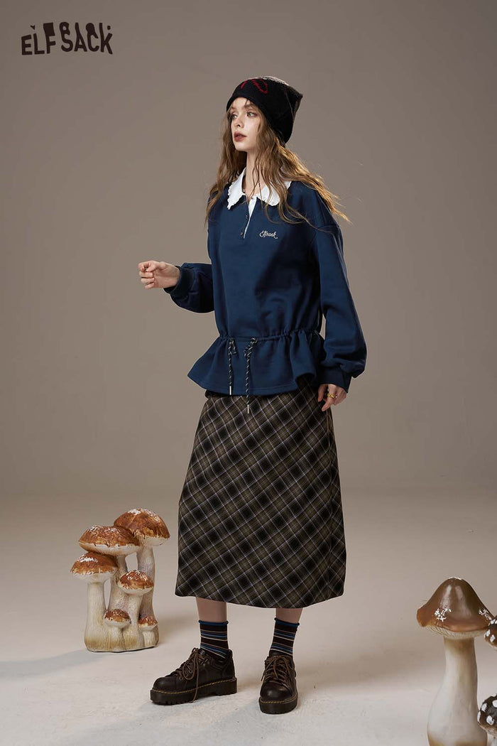 ELFSACK Soft Pullover Drawstring Waist Embroidery Detail