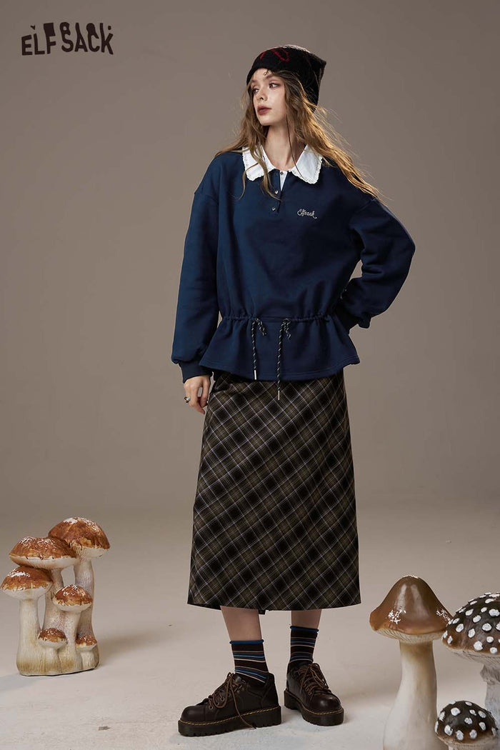 ELFSACK Soft Pullover Drawstring Waist Embroidery Detail