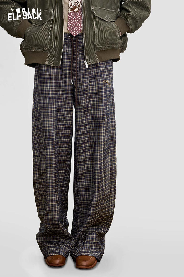 ELFSACK Soft Stripe Embroidered Wide Leg Pants