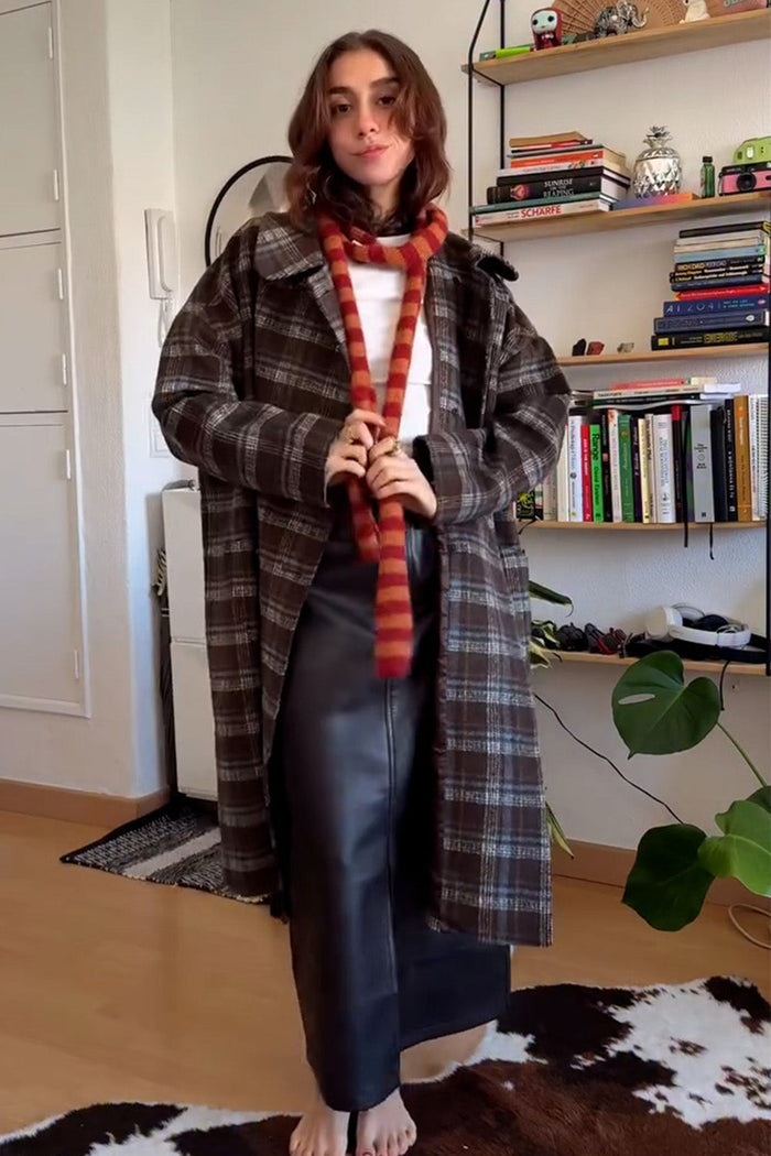 ELFSACK Soft Striped Wool Blend Coat