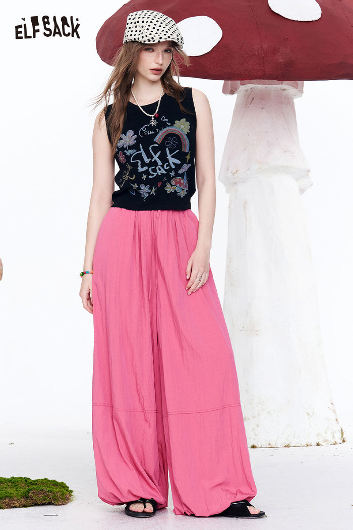 ELFSACK Soild Loose Balloon Pants