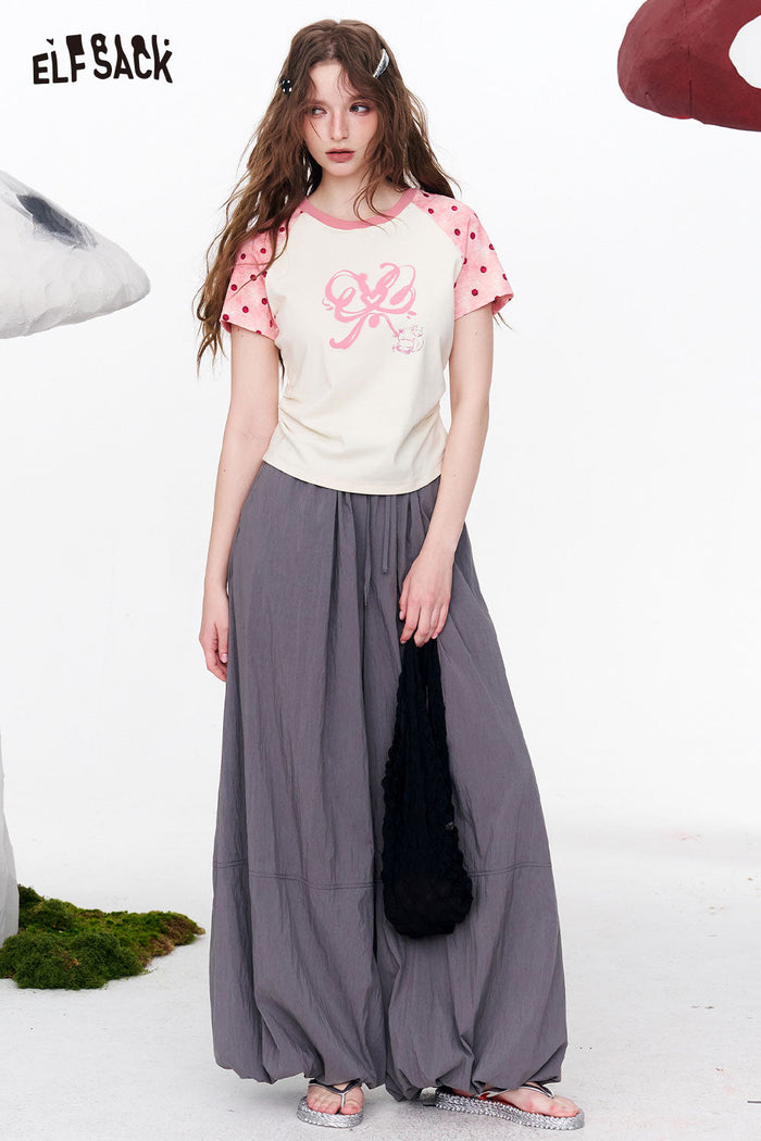 ELFSACK Soild Loose Balloon Pants