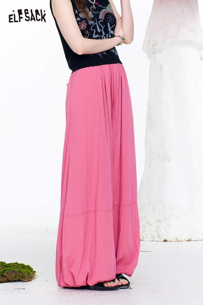 ELFSACK Soild Loose Balloon Pants