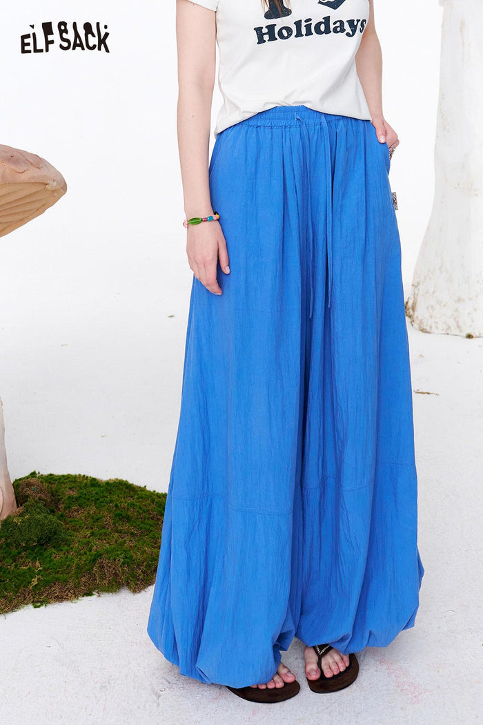 ELFSACK Soild Loose Balloon Pants