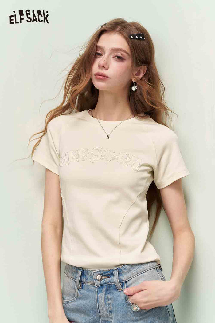 ELFSACK Solid Casual Crewneck Tshirt