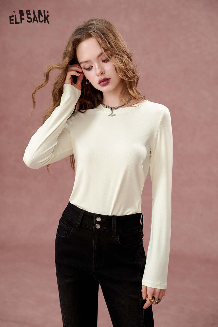 ELFSACK Solid Layering Versatile Long Sleeve Knitwear