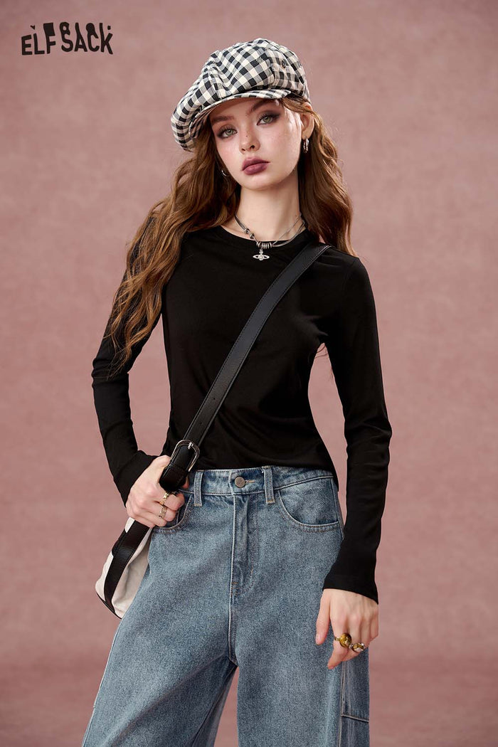 ELFSACK Solid Layering Versatile Long Sleeve Knitwear