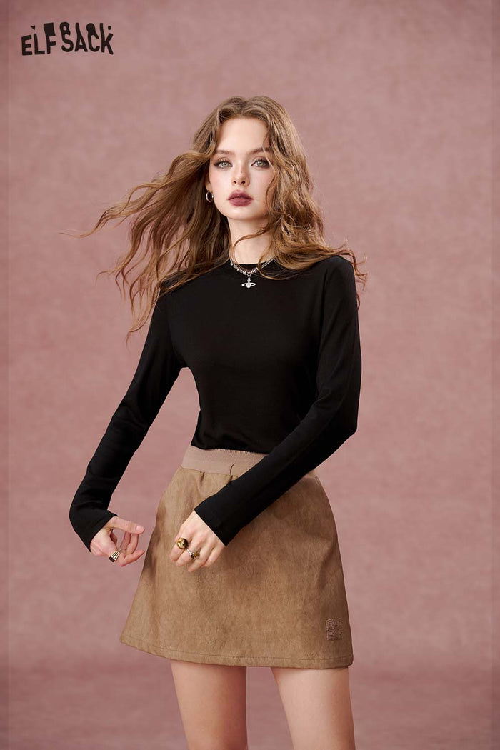 ELFSACK Solid Layering Versatile Long Sleeve Knitwear