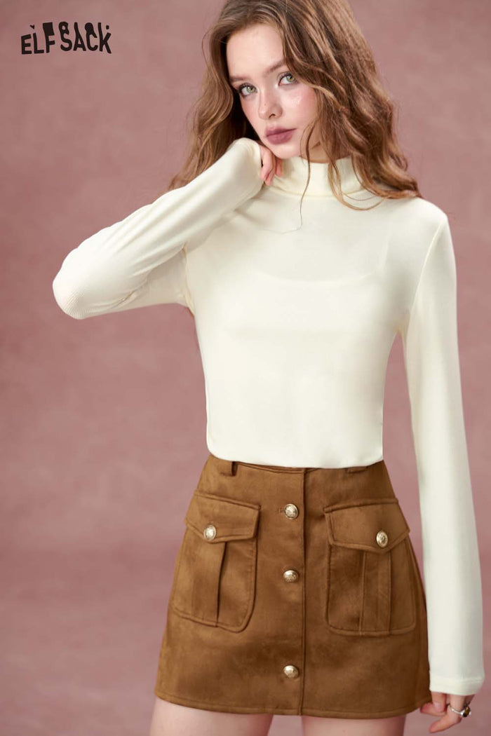 ELFSACK Solid Layering Versatile Long Sleeve Knitwear