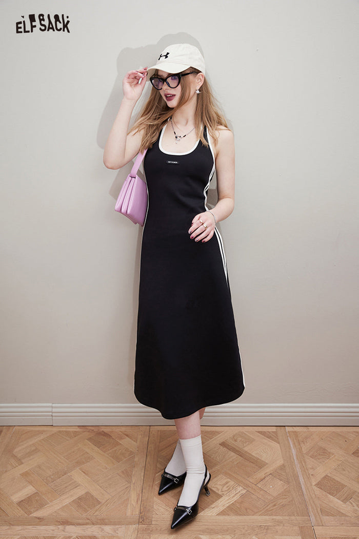 ELFSACK Sports style black suspender dress