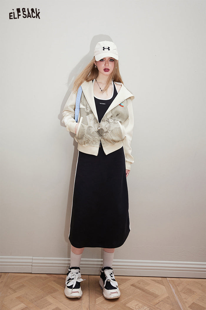 ELFSACK Sports style black suspender dress