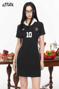 ELFSACK Sporty Jersey Style Number Print Dress