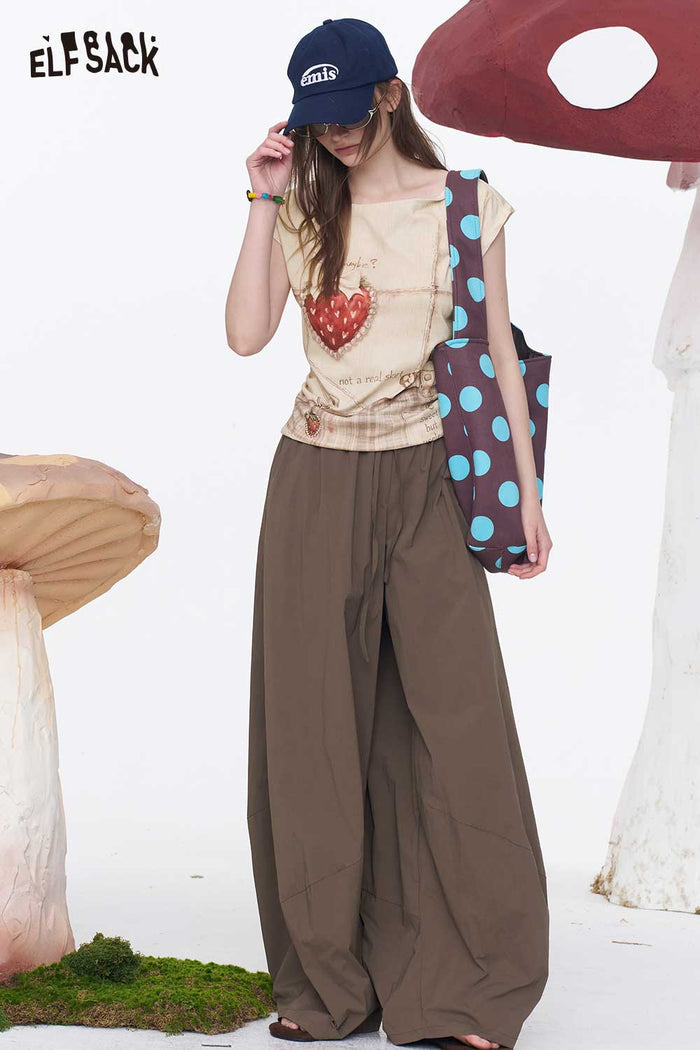 ELFSACK Strawberry One-Shoulder Knit Top