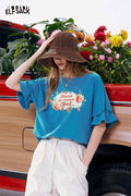 ELFSACK Strawberry Printed Ruffle Sleeve Tee