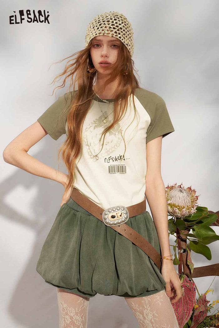 ELFSACK Strawberry Raglan Gold Foil Tee