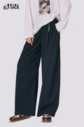 ELFSACK Street Style Plaid Patchwork Wide-Leg Pants