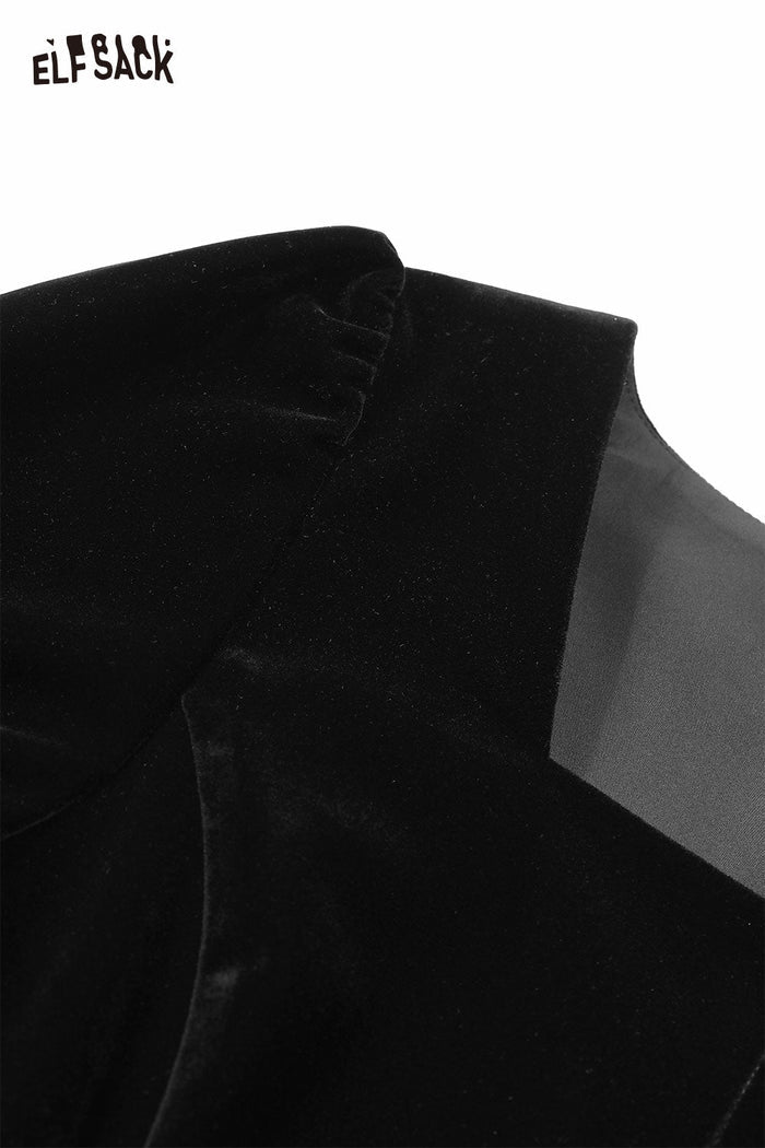 ELFSACK Stretch Poplin Square Neck Puffed Sleeves Dress