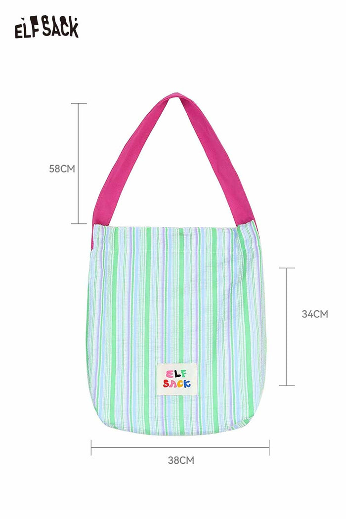 ELFSACK Striped Canvas Tote Bag