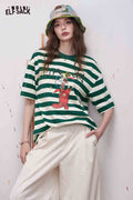 ELFSACK Striped Cartoon Print Tee