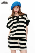 ELFSACK Striped Knit Two-Piece Outfit