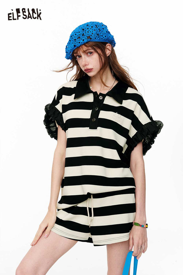 ELFSACK Striped Knit Two-Piece Outfit