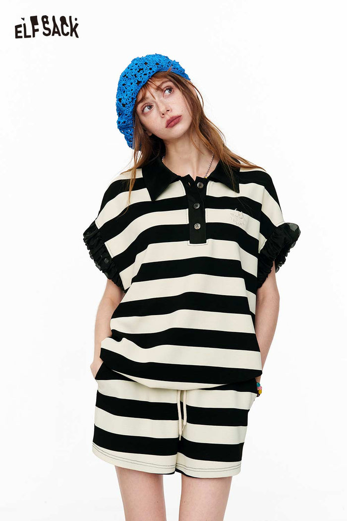 ELFSACK Striped Knit Two-Piece Outfit